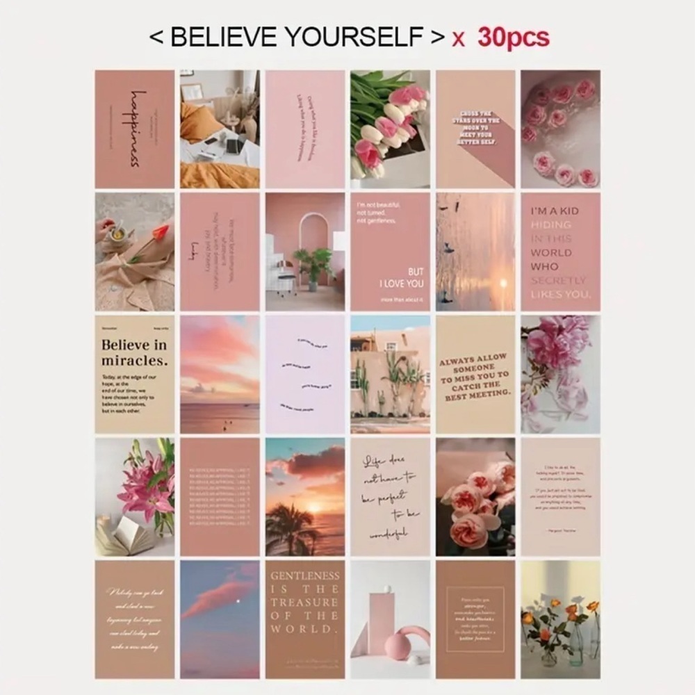 New 30 Sheets/set Wall Collage Kit Affirmation card  - Believe Yourself